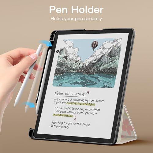Image of MoKo Stand Case for 11 inch Kindle Scribe (3rd Generation -2025) & Kindle Scribe Colorsoft (1st Generation 2025) - Premium Leather Trifold Stand Cover with Pen Holder, Auto Sleep /Wake, Flower & Leaves