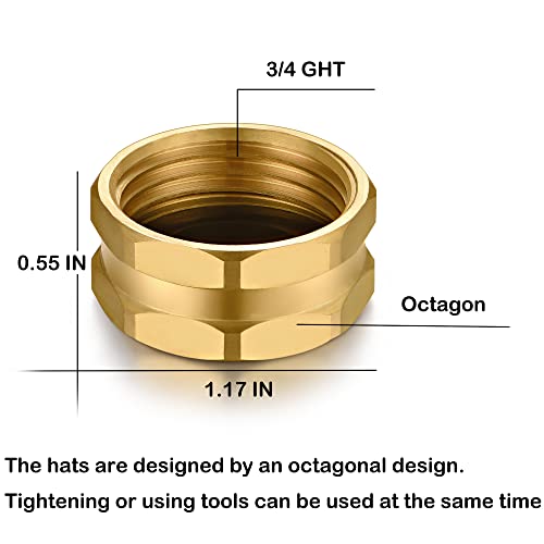 Yelun 3/4"Garden Hose End Caps,Brass Garden Hose Cap With Washers,Female End Cap 2 Pack #TOP1
