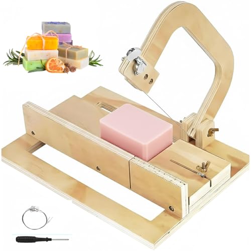 Wooden Soap Cutter with Adjustable Wire Slicer for Soap Making Loaf Handmade Soap Cutting Tool with Stainless Steel Wires Thickness Adjustable Soap Loaf Cutter for DIY Soap Candles Cheese & Butter