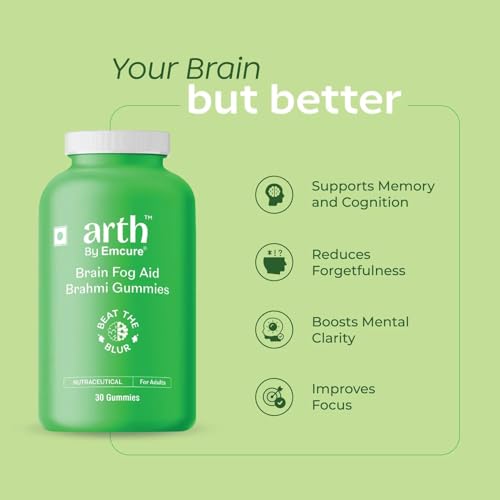 Image of Arth Brahmi Gummies for Memory, Focus, Concentration & Brain Fog Support - 60 Gummies for Men & Women | Bacopa Monnieri Supplement | Enhanced Absorption for Mental Clarity, Alertness & Positive Mood