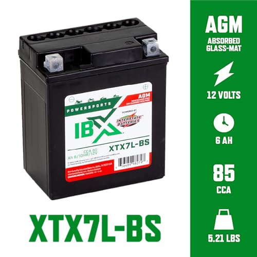 Image of Interstate Batteries IBX YTX7L-BS Powersports Battery 12V 6Ah 85CCA AGM