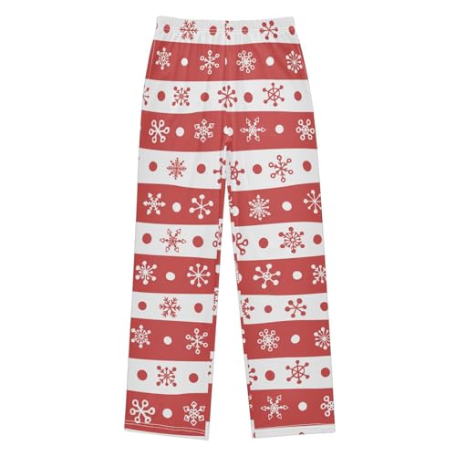 Boys' Pants Red Stripes Snowflakes Christmas Long Bottoms Jogger Pants Elastic Waist Trousers with Pockets S-XL