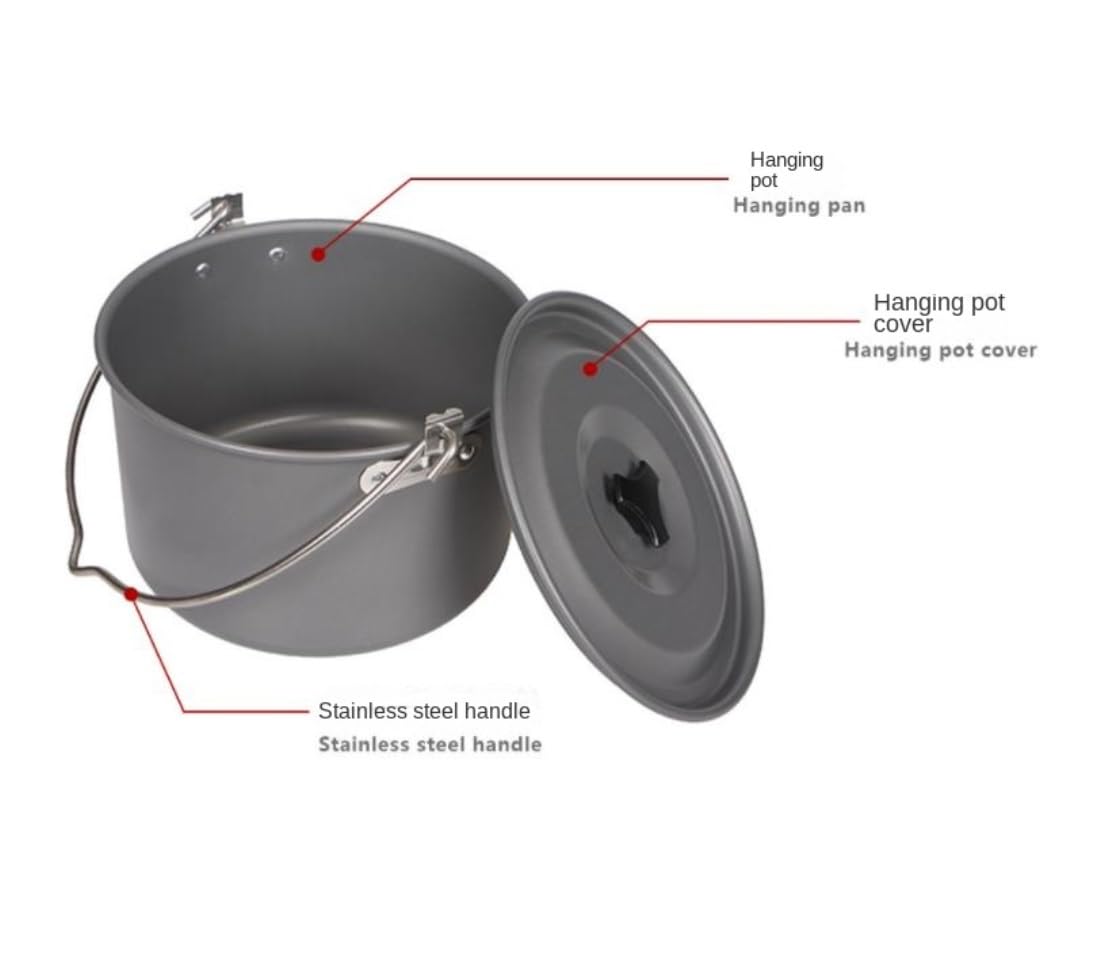 Naczynia Kempingowe 4.2L Camping Wiszące Garnki Ultralekki Odkryty Pojedynczy Garnek Sprzęt Biwakowy Ze Stopu Aluminium Narzędzia Sprzęt Survivalowy