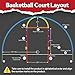 Basketball Court Marking Kit Foldable Design Basketball Court Stencil Kit for Concrete, Asphalt, Tiles, Driveway or Backyard - No Paint Included