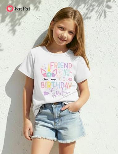 Image of PATPAT Girls Crewneck Short Sleeve Graphic Tees Animal Print Shirts Cute Summer Outfits 5-12 Years