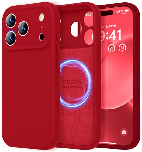 Image of LOVE 3000 Designed for iPhone 17 Pro Case, Premium Silicone [Compatible with Magsafe][Soft Anti-Scratch Microfiber Lining] Shockproof Protective Phone Case for Men Women 6.3 inch, Red