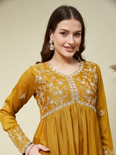 Image of MOKOSH Women's Embroidered Alia Cut Anarkali Pant with Dupatta Set(DM-469)