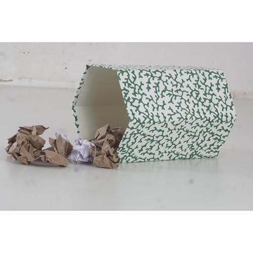Image of Floral Hand Block Printed 3.3 Gallon Decorative Waste Basket - Eco-Friendly Cardboard Trash Can, Plastic-Free & Sustainable, Perfect for Christmas and Housewarming Gifts (1, Green Tree Branch)
