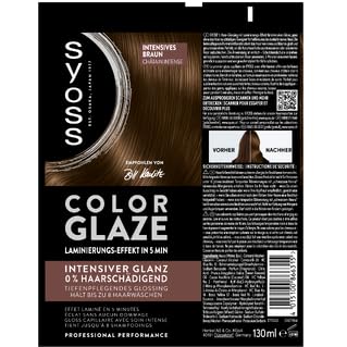 Syoss Color Glaze Glossing Intensives Braun (6x 130 ml), Haar Glossing für intensiven Glanz ohne das Haar zu schädigen, intensiviert die Naturhaarfarbe & frischt coloriertes Haar auf