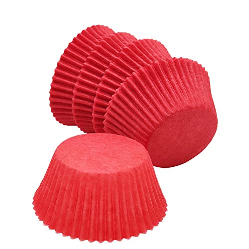 Mombake Premium Red Greaseproof Cupcake Cases Muffin Paper Baking Cups Standard Size, 100-Count
