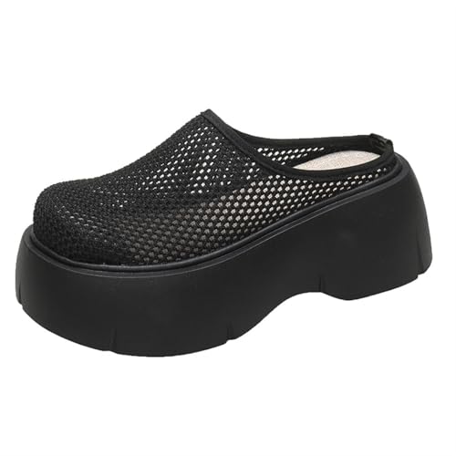 Womens Sandals Women's summer outdoor thick-soled short-shoes with heels and mesh slip-on sandals