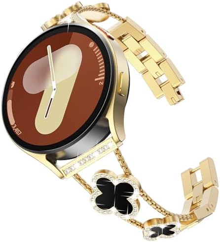 Surace Compatible with Samsung Galaxy Watch 7 Band, Jewelry Diamond Metal Wristband Clover Bracelet Dressy Band for Women Galaxy Watch 7 6 5 4 FE 40mm 44mm 45mm 42mm 46mm