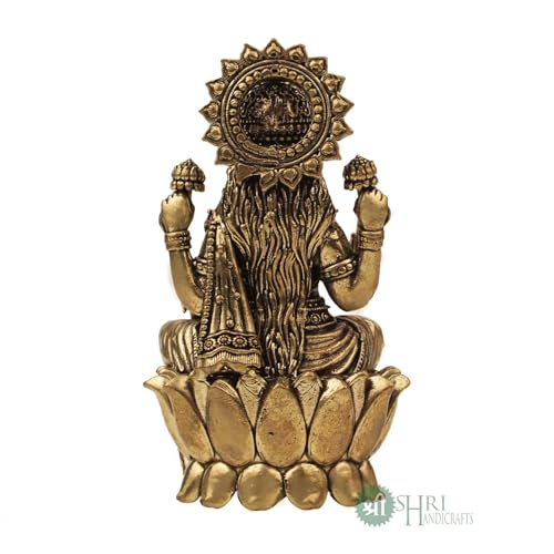 Image of INDICAST Handcrafted Brass Goddess Laxmi Statue for Home Temple | 3.5 inch Maa Lakshmi Figurine Idol Murti Sacred Symbol of Wealth | Perfect for Rituals & Gifting (Weight- 150gm)