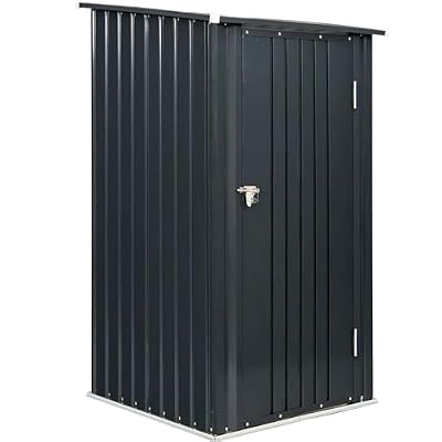 Outdoor Storage Shed, 3 x 3 FT Metal Steel Garden Shed with Single Lockable Door, Small Shed Outdoor Steel Utility Tool Shed for Backyard Patio Garden Lawn, Grey