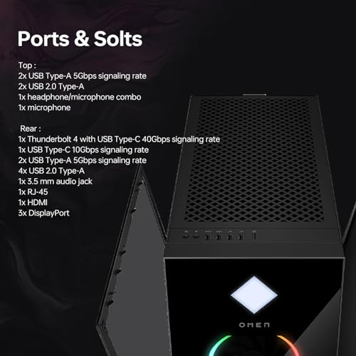Image of HP OMEN 45L GT22 RTX 5090 Gaming Desktop, Intel Ultra 9 285K, NVIDIA RTX 5090, 32GB DDR5 RAM, 2TB SSD, RGB Light Studio & Gaming Hub,Wi-Fi 6, W11H, Bundle with Lexar SL660 512GB Portable SSD