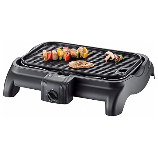 Severin Barbacoa Grill PG 1525- Barbacoa de Mesa, Superficie de Grill, 38 x 22 cm, 1.600 W, Negro