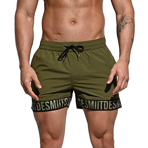 Men's Extra Short Alphabet Splicing Loose Board Shorts Fast-Dry Sports Swimwear