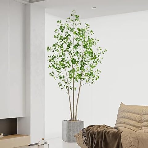 Keeplush 7ft Artificial Ficus Tree with Heart-Shaped Leaves - Lush & Full Branches, 84" Tall Luxurious Faux Heart-Leaf Ficus Tree, Perfect for Modern Home & Office Decor, Natural Look Cover