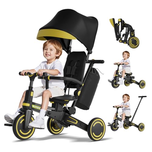 WinHope 9-in-1 Push Tricycle for Toddlers 1-3 Years | Convertible Kids Trike...