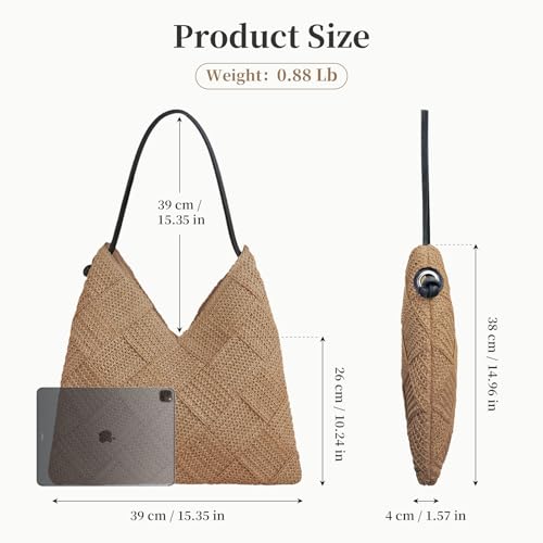 Image of Women's Straw Hobo Tote Bag Handmade Summer Beach Purse Woven Shoulder Handbag 2026