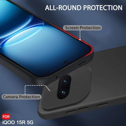 Image of TheGiftKart Sleek Back Cover Case for iQOO 15R 5G | Slim Fit Protective Design | Ultra Matte Finish | Camera Protection Bump | Soft Silicon Back Cover Case for iQOO 15R 5G (Silicone, Black)