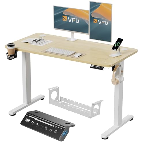 VFU Höhenverstellbarer Schreibtisch 120 x 60 cm mit USB-C Ladeanschluss, Schreibtisch Höhenverstellbar Elektrisch mit Memory Funktion, Steh-Sitz Tisch, Computertisch für Büro, Standing Desk, Beige VFU Höhenverstellbarer Schreibtisch 120 x 60 cm mit USB-C Ladeanschluss, Schreibtisch Höhenverstellbar Elektrisch mit Memory Funktion, Steh-Sitz Tisch, Computertisch für Büro, Standing Desk, Beige