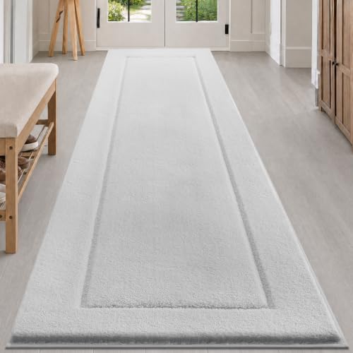 DOMUSTEX Microfiber Runner Rug 30" x 96", Bathroom Rug for Kitchen, Hallway