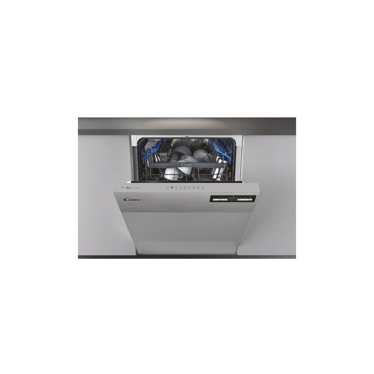 Candy Brava CDSN 2D520PX Lavastoviglie da Incasso, 15 Coperti, 9 Programmi, Wi-Fi + BLE, Connesso, Partenza Ritardata, Classe E, 59,8x57x82 cm, Inox