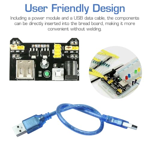 Image of Serplex 480Pcs Electronics Component Fun Kit with Jumper Wire, Power Supply Module, Precision Potentiometer, 830 tie-Points Breadboard Upgraded Electronics Fun Kit Compatible with STM32, Raspberry Pi