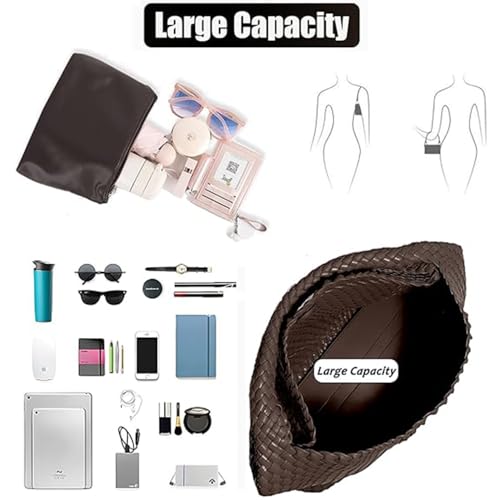 Geelyda Woven Tote Bag for Women with Purse, Fashion Shoulder Hobo Underarm Bags, Large Woven Handmade Work Commuter Day Bags