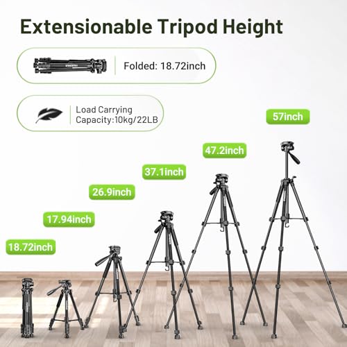 Image of Huepar Professional Laser Level Tripod, 60 Inch Adjustable Laser Level Stand, Suit for Heavy Duty Laser Levels, Point Lasers, Laser Distance Measures; 1 /4 inch & 5 /8 inch Thread Mount, Non-Slip Feet, TPD14B