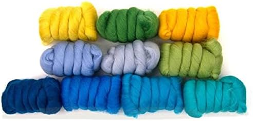 Revolution Fibers | Mixed Merino Wool Variety Pack | Perfect Wool Roving for Spinning, Needle Felting, Wet Felting, Weaving and Crafting (Summer Holiday (Multicolored), 250 Grams)