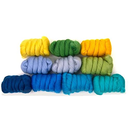 Revolution Fibers | Mixed Merino Wool Variety Pack | Perfect Wool Roving For Spinning, Needle Felting, Wet Felting, Weaving And Crafting (Summer Holiday (Multicolored), 250 Grams) #TOP4