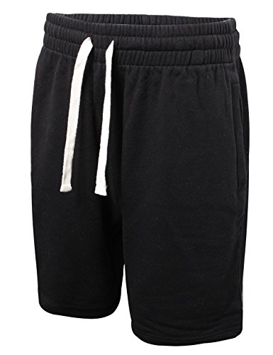Progo Usa Men’s Shorts – Classic Fleece Workout Shorts - Men Shorts Casual With Elastic Waist (Black, X-Large) #TOP1