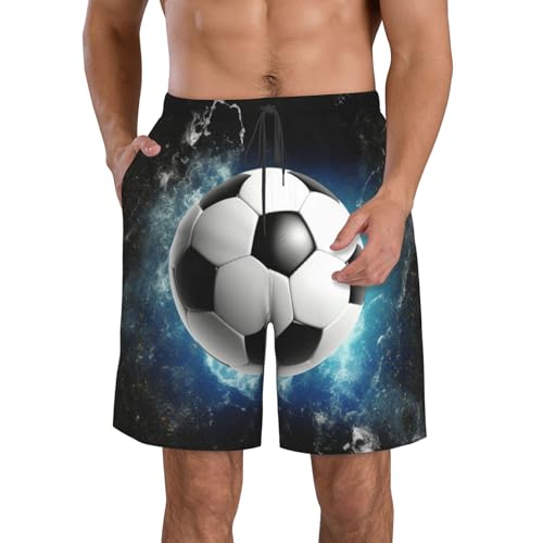 Soccer Sport Men's Swim Trunks Quick Dry Board Shorts with Pockets Casual Drawstring Beach Shorts