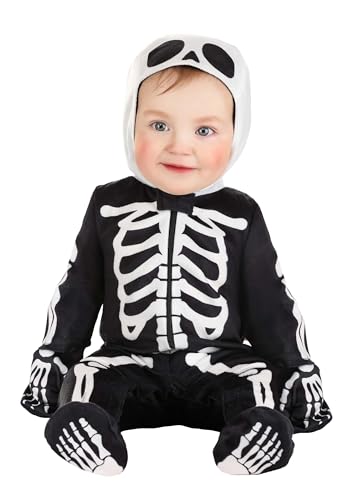 Disfraz de bebé skeleton con capucha y manoplas miniatura 1