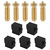 Ensemble d'entretien pratique en 10 pièces: Cet ensemble complet vous propose cinq tuyères en brass de haute qualité de 0,4 mm et cinq bases de protection en silicone adaptées pour le bloc chauffant. Le nombre de composants signifie que vous disposez de pièces détachées pour plusieurs intervalles de maintenance, ce qui rend votre impression plus efficace et plus économique.