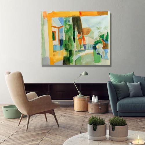 Impression sur toile Lakeside jardin August Macke 70x90cm - 2