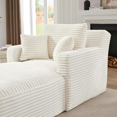 Canapé-lit velours côtelé beige 100x166, sans montage Yihomfy