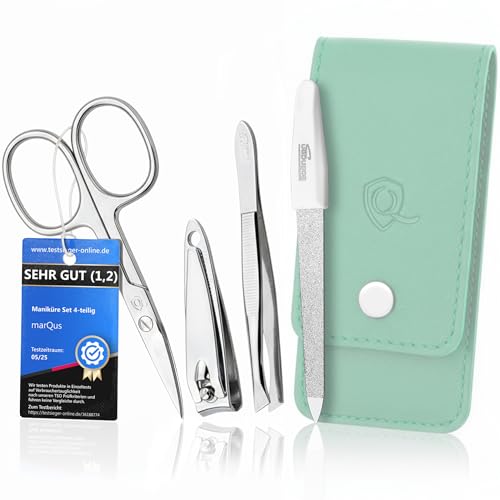 Set Manicure da Uomo e Donna, Kit da 4 Pezzi con Lima di Solingen per la cura delle Unghie, Include Forbici e strumenti di alta qualità, ideale per viaggi o uso quotidiano - Elegante e compatto