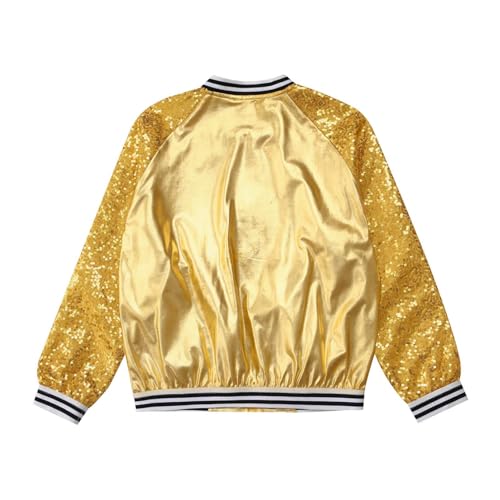 YiZYiF Sparkle Baseball Jackets for Kid Hip-hop Jazz Dance Tops Shiny Outwear Zipper Coat Party Clubwear3