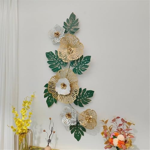 Image of Framing Hub Handcrafted Metal Modern Flower Leaf Wall Art Multicolor Unique Modern Accent for Stylish Interiors Wall Art for Home Decor, Living Room, Bedroom & Office
