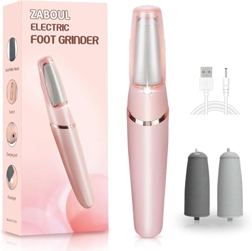Electric Foot Callus Remover, ZABOUL Callus Remover for Feet, Rechargeable, Portable Pedicure Tool Set, Smooth Pedicure Stick for Foot Care, Removes Dry Pink (Pink)
