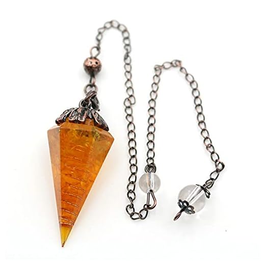 Resin Pendulum Pendants Hexagon Cone Reiki Healing Point Pendule för dowsing Divination Natural Chip Stone Smycken-Gul citrin_KINA