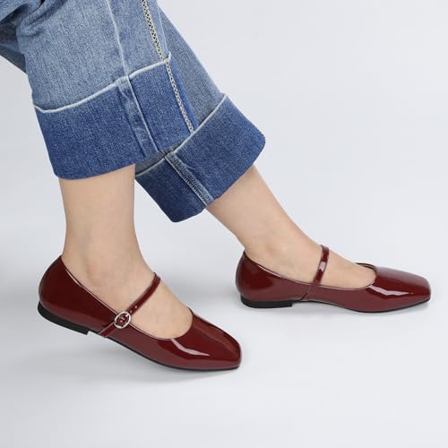 Image of Women's Mary Jane Shoes, Ballet Flats for Women, Square Toe Shoes for Women
