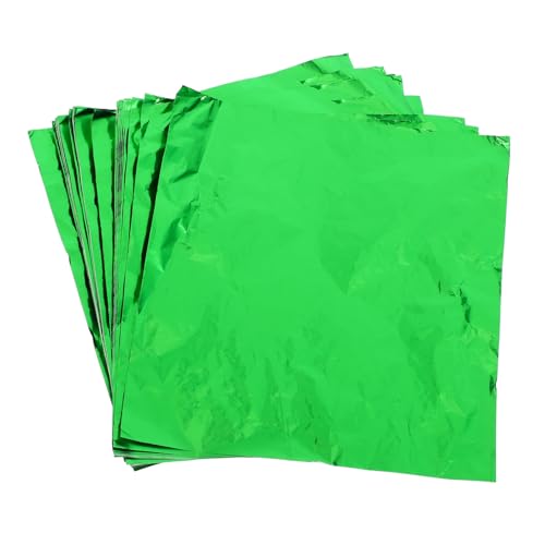 Didiseaon 100pcs Green Aluminum Foil Candy Wrappers 20x20cm Square Foil for Chocolate Tea Food Packaging Suitable for BBQ and Home Shop