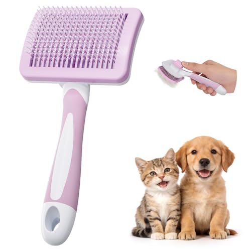Diboniur Brosse Chat Chien Autonettoyante, Brosse Pour Poils Longs et Court, Outil pour chiens/chats/lapins, Eliminer Efficacement des Tomentose Sous-poil...