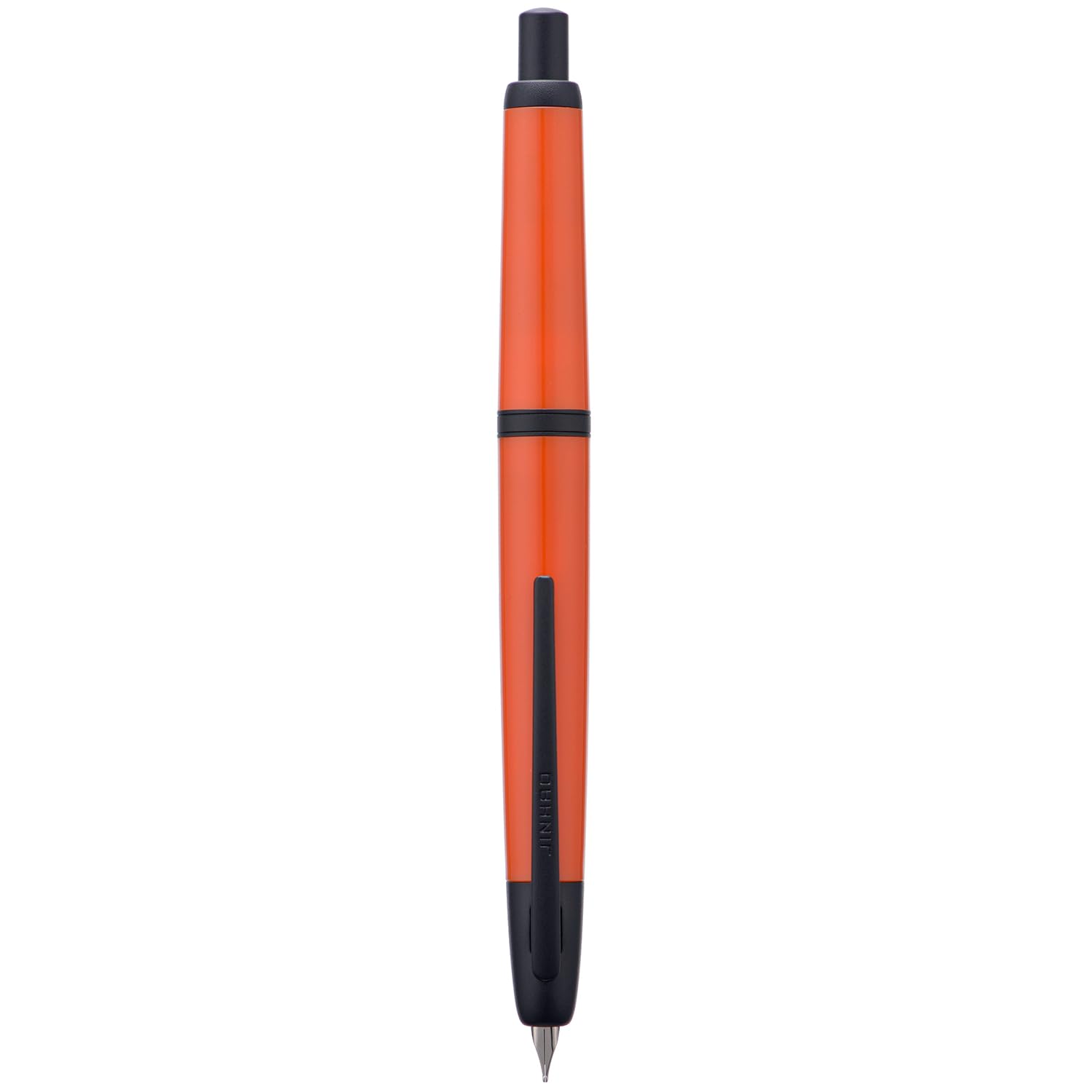 Jinhao 20 Series Press Fountain Pen, Orange Red Retractable Medium Nib with Ink Converter Set (Black Clip)