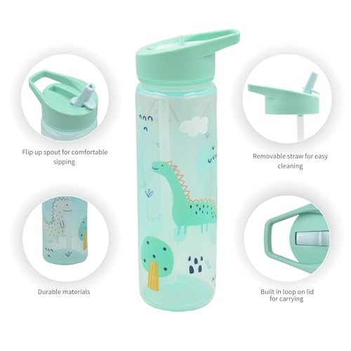 Kichna Kids Doodle Dino Insulated Lunch Bag and Water Bottle Set Childrens Cooler Bag and Water Bottle with Flip Up Spout Straw - Image 3