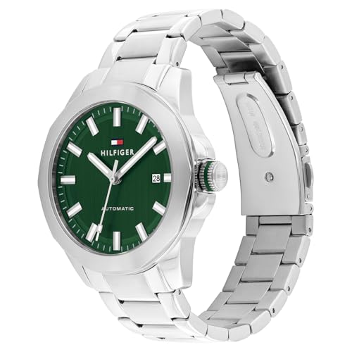 Image of Tommy Hilfiger Lars Automatic Chinese Automatic Analog with Green Dial Silver Stainless Steel Strap Watch for Men - TH1710694W